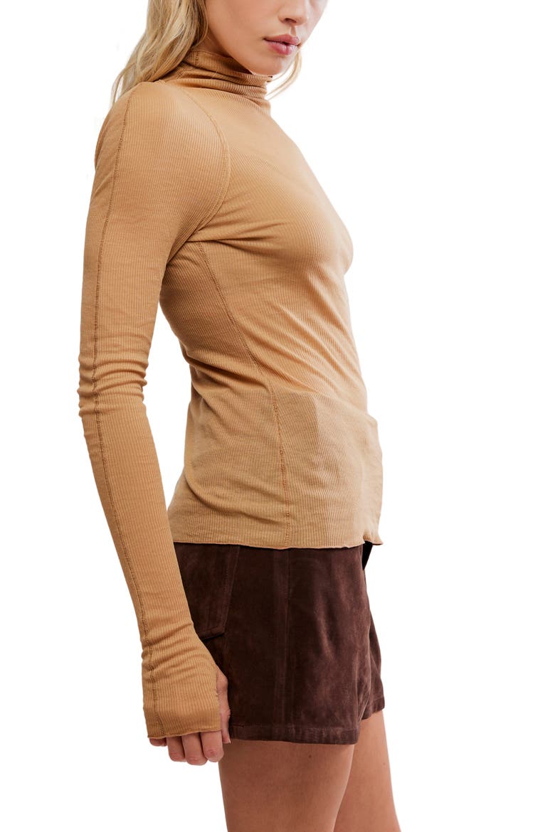 Close to Home Rib Turtleneck Top, Alternate, color, PRALINE