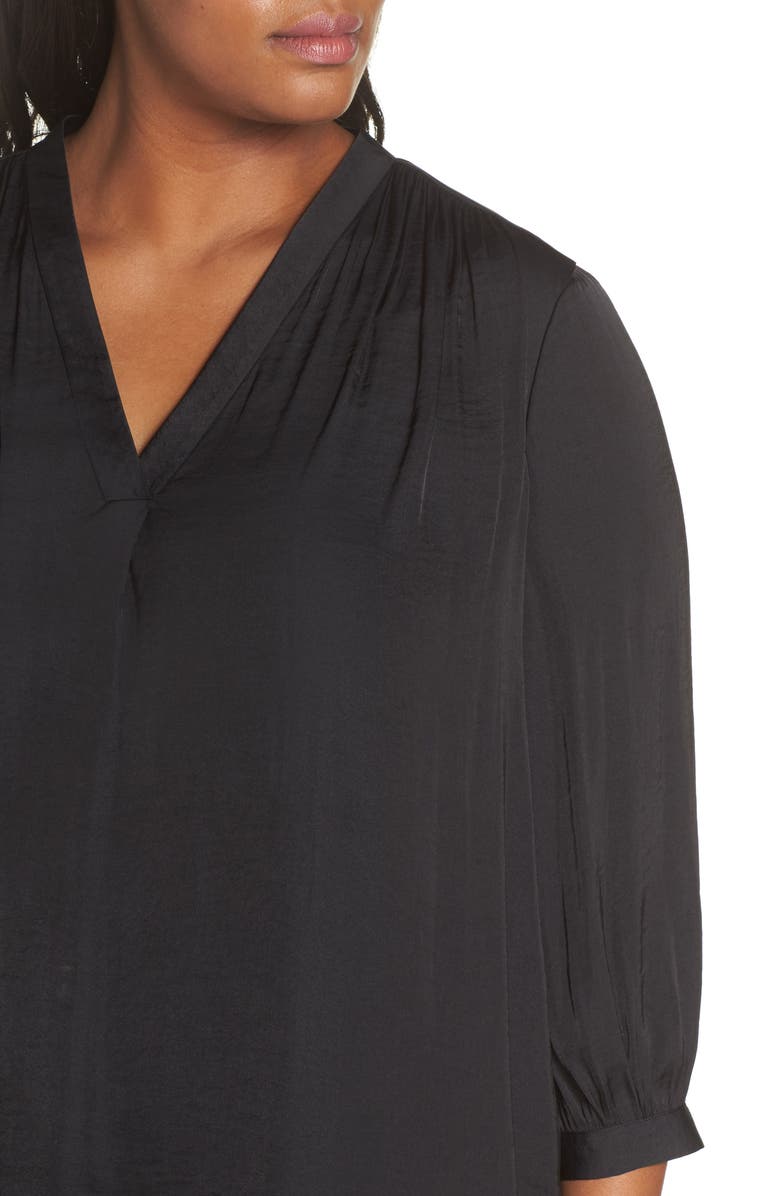 Vince Camuto Rumple Satin Blouse, Alternate, color, Rich Black