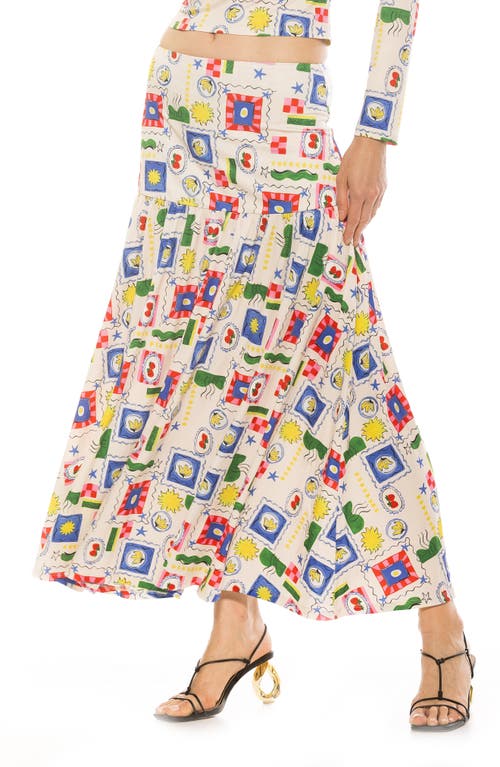 Alexia Admor Lia Low Rise Maxi Skirt In Ivory Stamps