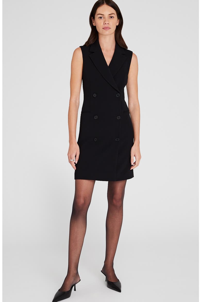 Sleeveless Blazer Minidress, Alternate, color, JET BLACK