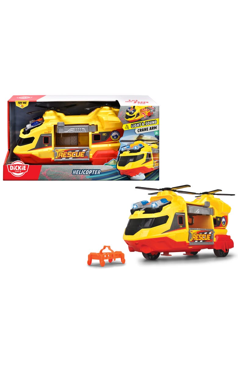 Dickie Toys Rescue Helicopter Yellow & Red 11" Light & Sound Toy Vehicle,3+, Alternate, color, Multicolored