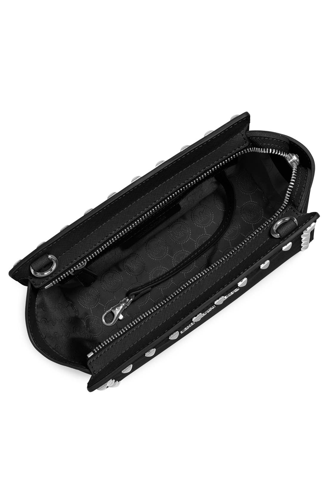 'Medium Selma' Studded Saffiano Leather Crossbody Bag, Alternate, color, BLACK