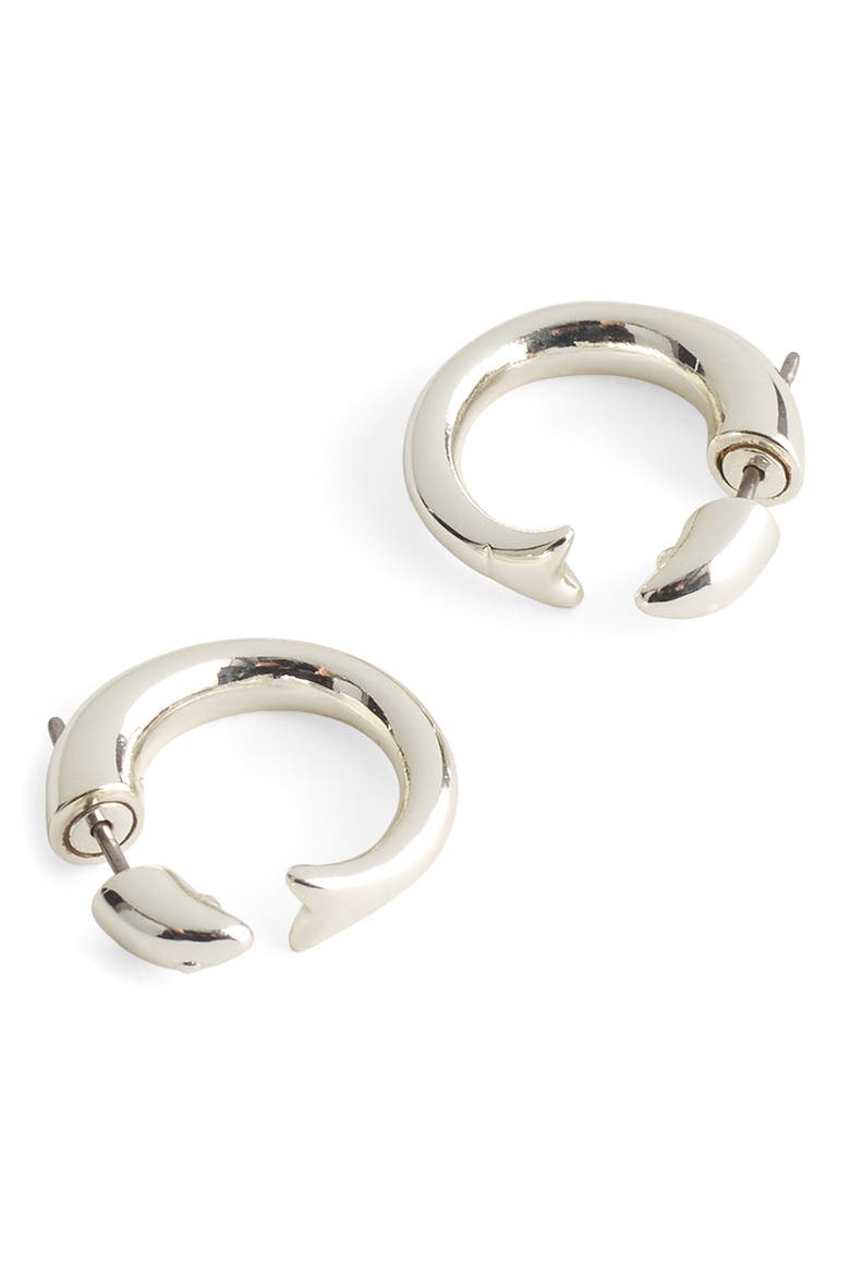 Fish Split Hoop Earrings, Main, color, WARM SILVER