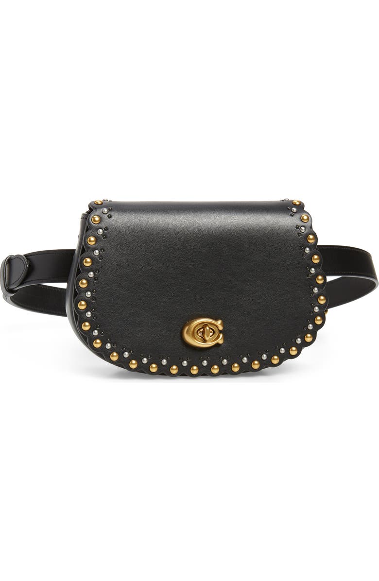 COACH Scallop Rivets Calfskin Leather Belt Bag, Main, color,