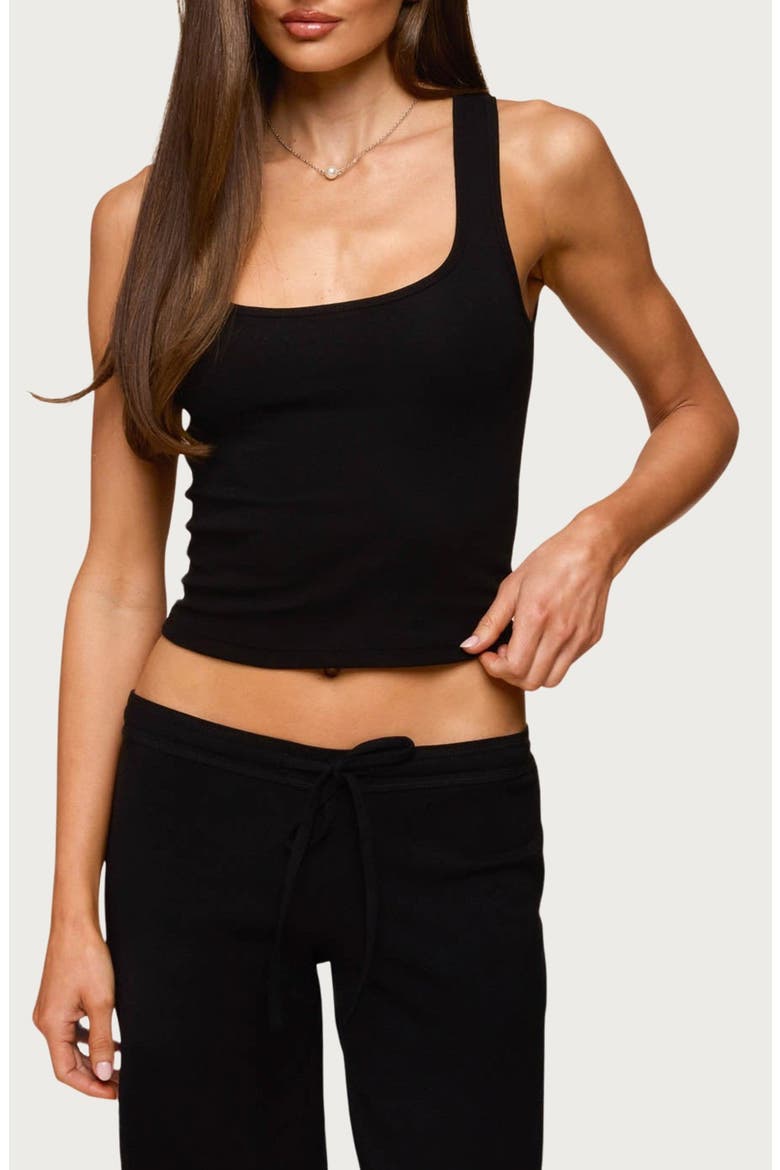 Linda Rib Scoop Neck Tank, Main, color, BLACK