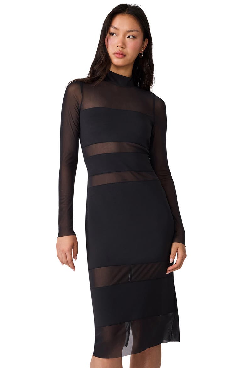 Blaze Long Sleeve Sheath Dress, Alternate, color, BLACK