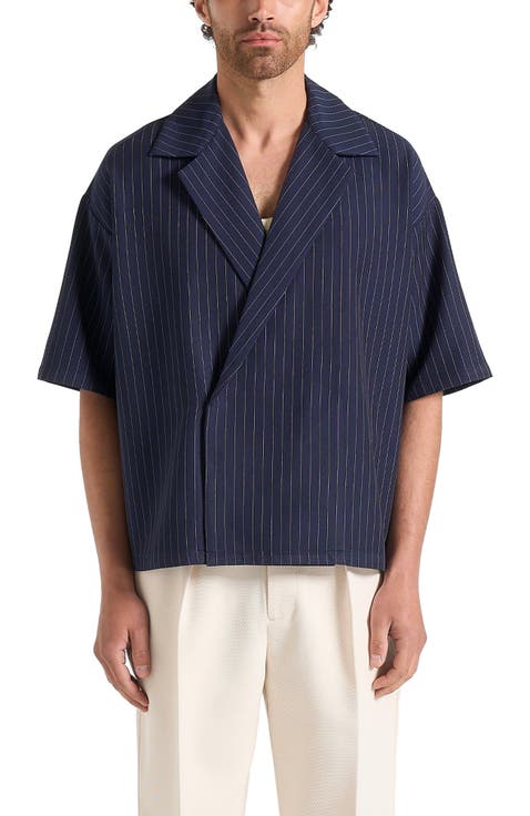 Abel Boxy Pinstripe Double Breasted Shirt