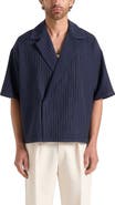 Manière De Voir Abel Boxy Pinstripe Double Breasted Shirt