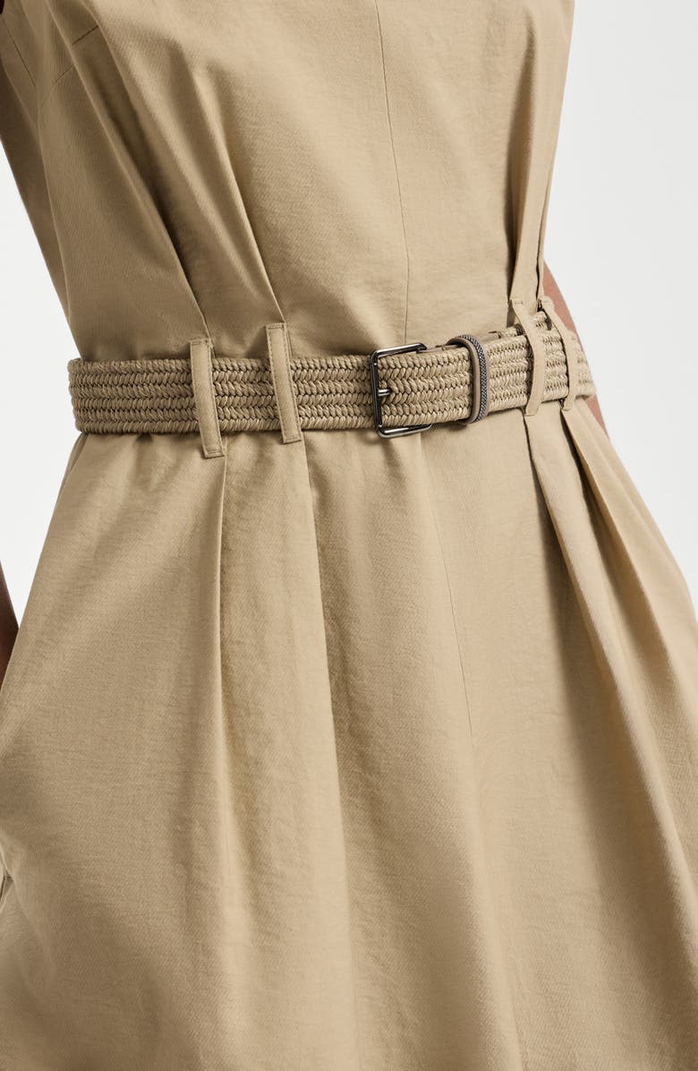 Brunello Cucinelli Twill belted dress, Alternate, color, Beige