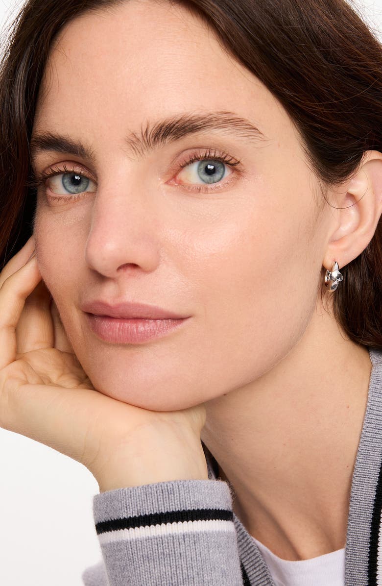 Kate Spade New York so spade huggie hoop earrings, Alternate, color, Silver