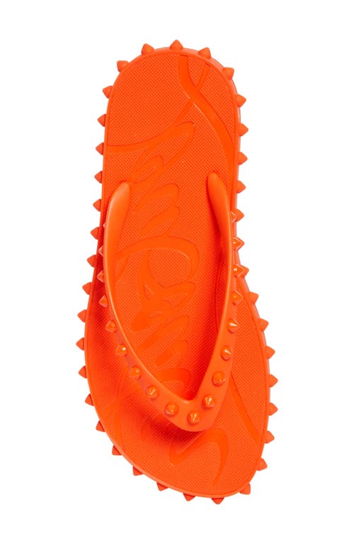 Christian Louboutin Loubi Donna Spike Red Sole Flip Flops In Magma