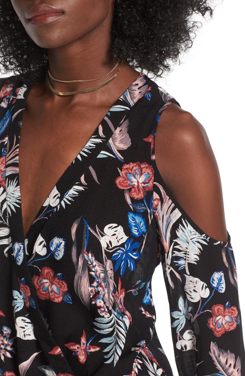 All in Favor Surplice Cold Shoulder Blouse, Alternate, color,