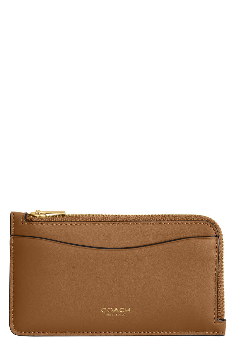 New York Refined Leather Card Case, Main, color, HONEY BROWN