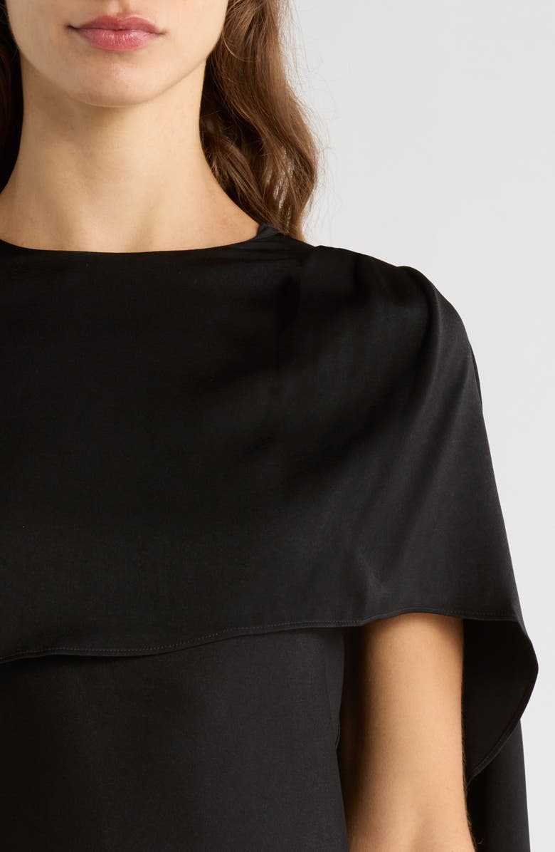 WAYF x Sara Walker Elle Capelet Satin Minidress, Alternate, color, Black