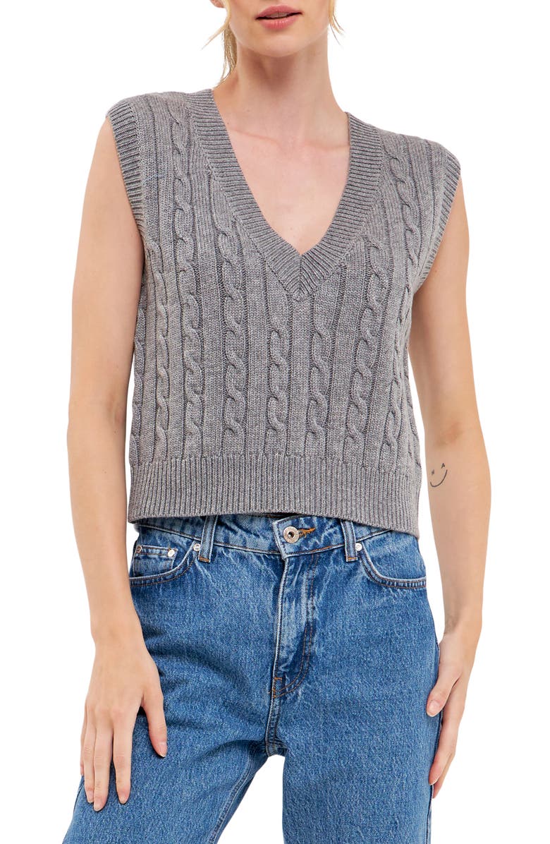 English Factory Cable Sweater Vest, Main, color, 