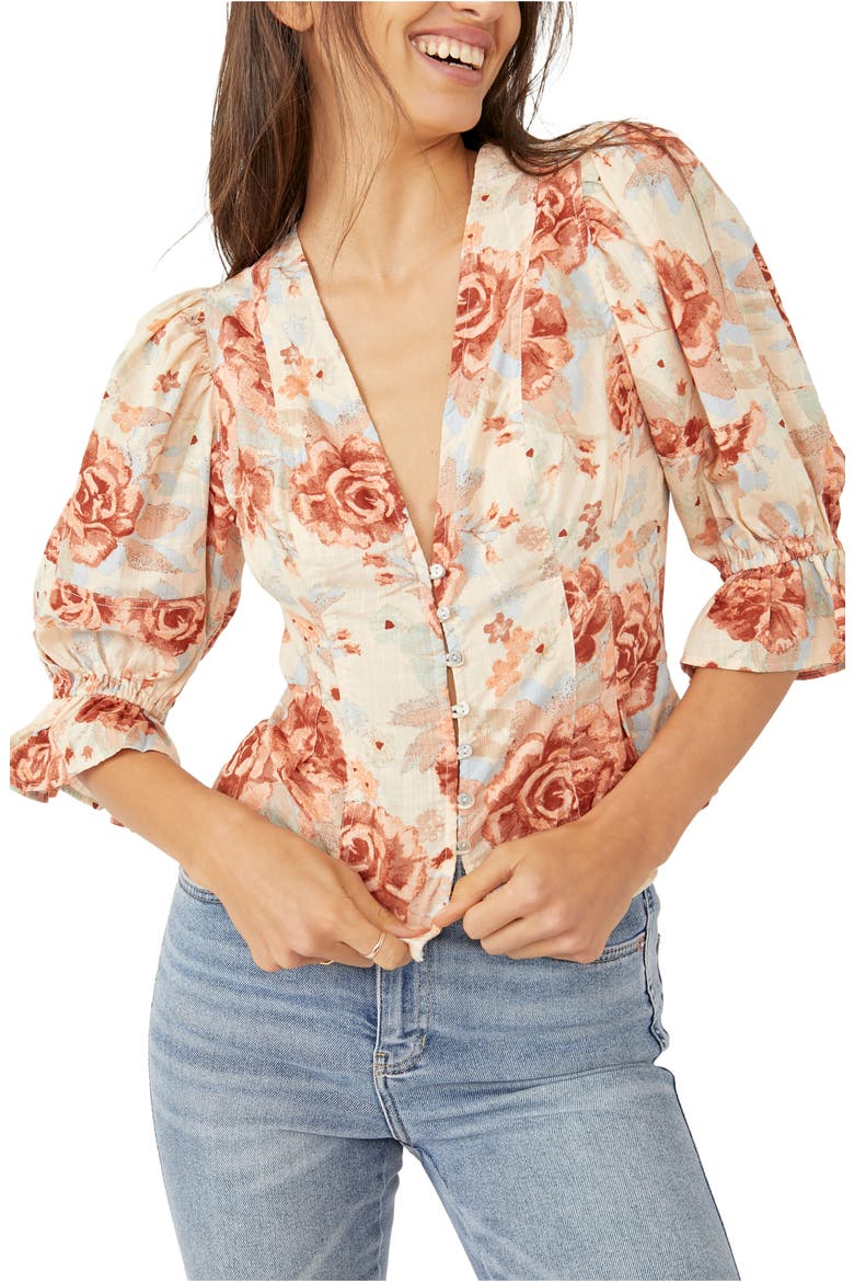 I Found You Print Blouse, Main, color, IVORY