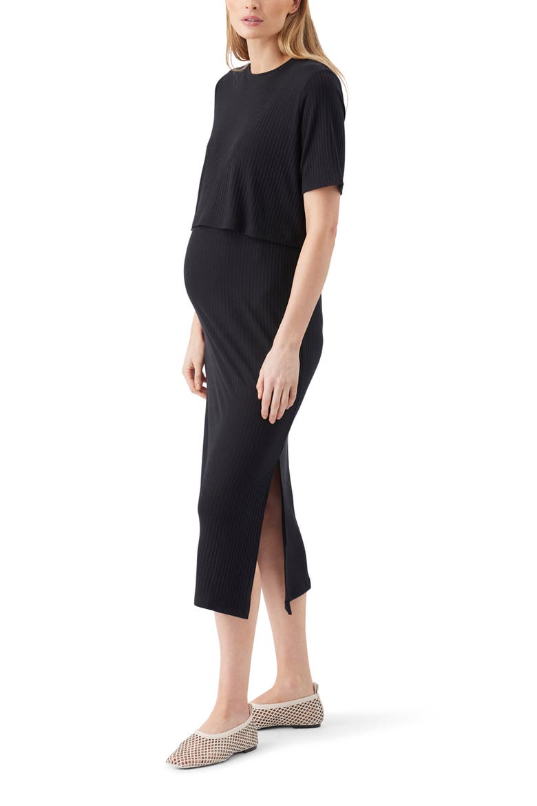 Ivy Rib Nursing Dress Black, Alternate, color, Black