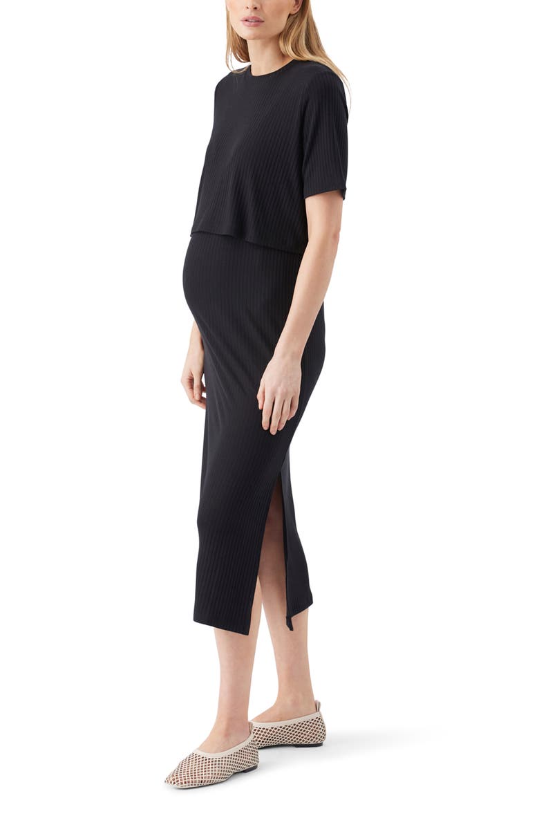 Ripe Maternity Ivy Rib Nursing Dress Black, Alternate, color, Black