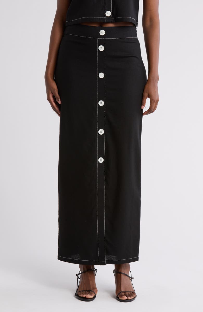 BY DESIGN Abby Button Front Maxi Skirt, Main, color, 