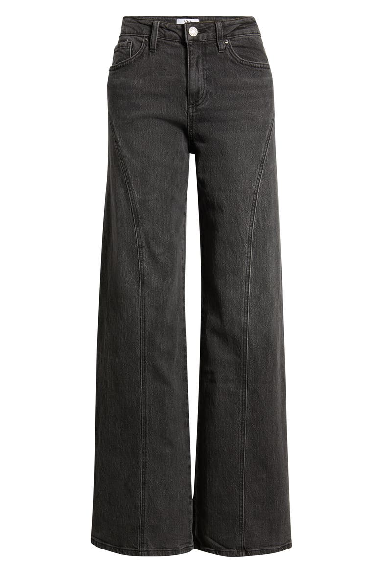 Bella Seam Detail Wide Leg Jeans, Alternate, color, WASHED BLACK