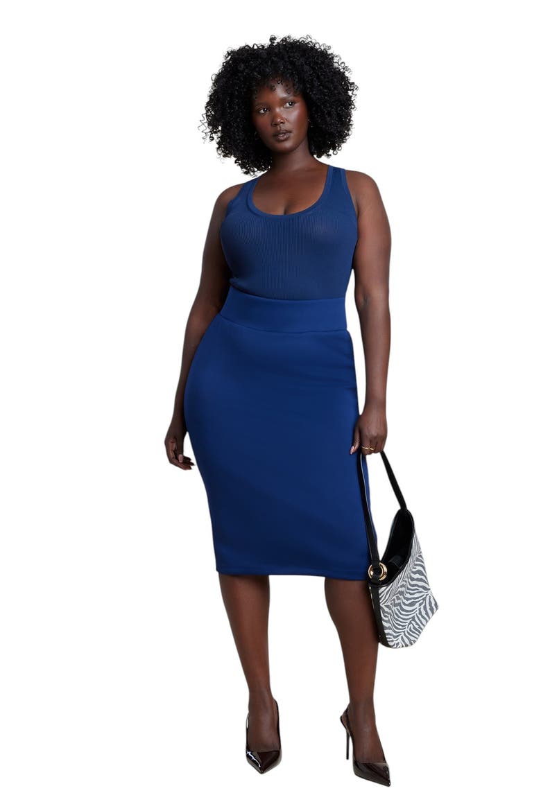 Neoprene Pencil Skirt, Alternate, color, OCEAN CAVERN