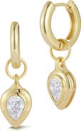 GLAZE JEWELRY Pear Cut Moissanite Drop Huggie Hoop Earrings