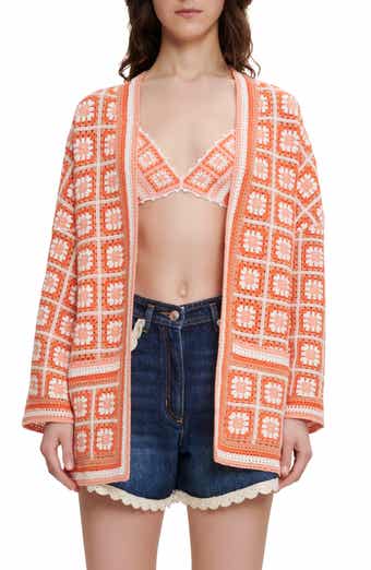 maje Mathiou Cotton Crochet Cardigan