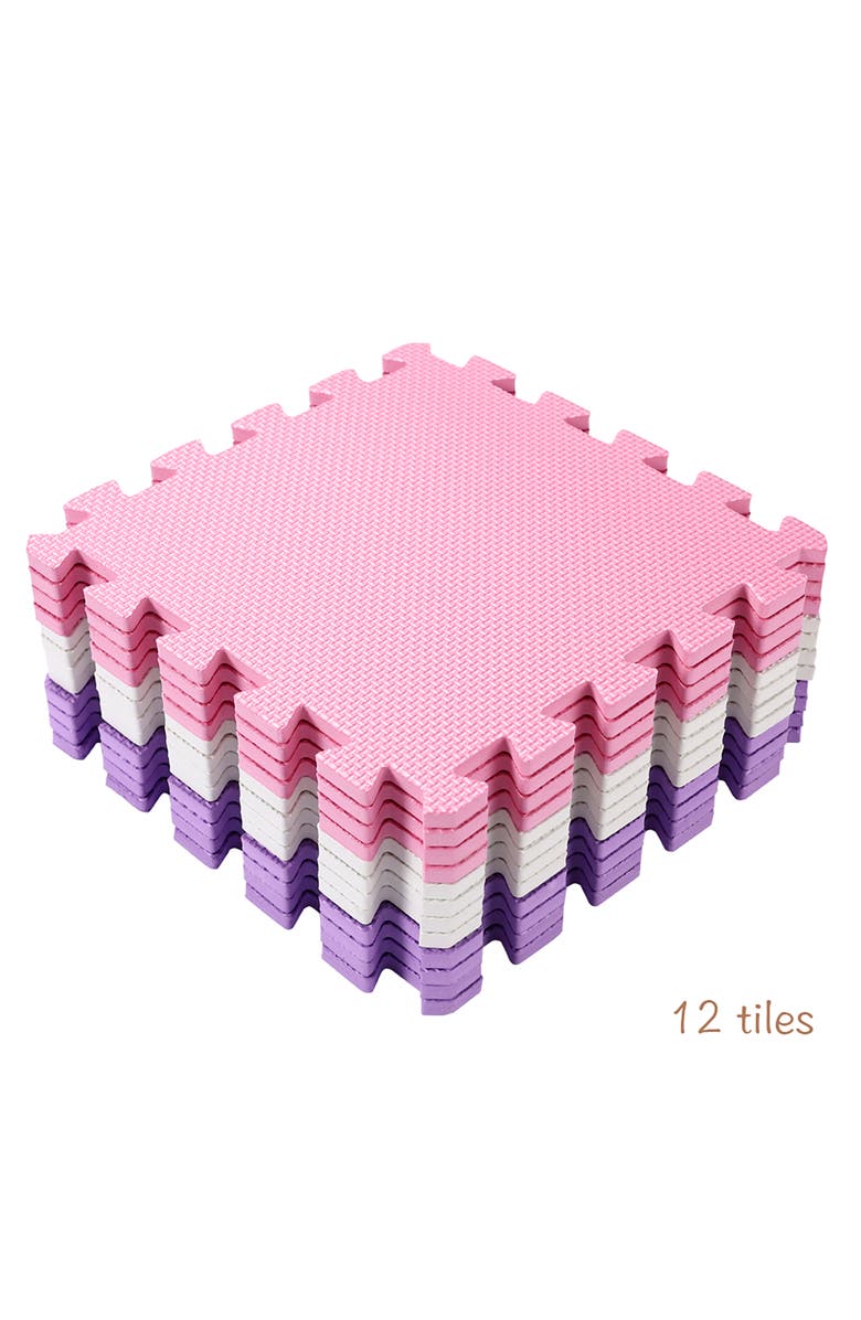 Easy Playhouse 12 Soft Foam Floor Tiles, Interlocking Mat, Alternate, color, Multicolored