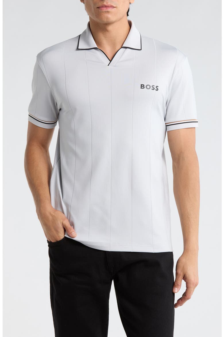 Palle Tipped Johnny Collar Knit Polo, Main, color, LIGHT/ PASTEL GREY
