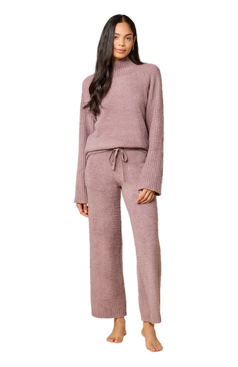 Solid Marshmallow Rib Mock Neck with Long Pant