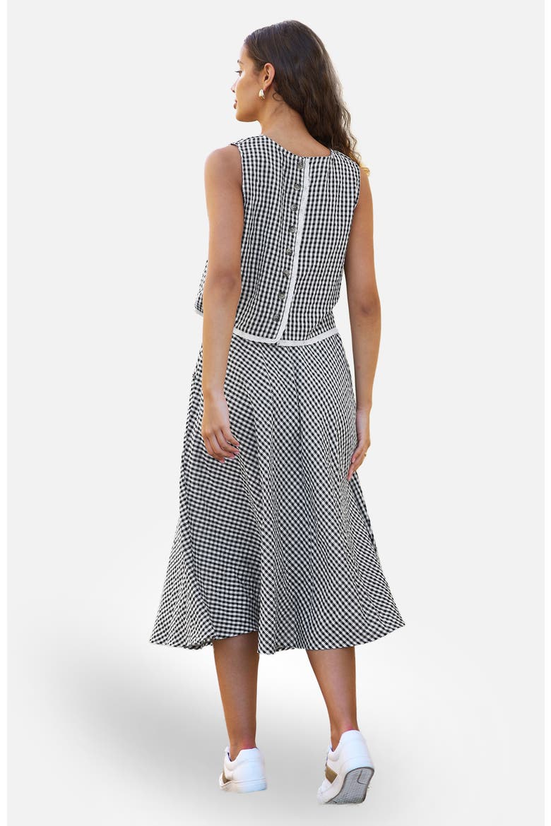 Gingham Cotton Midi Skirt, Alternate, color, Black