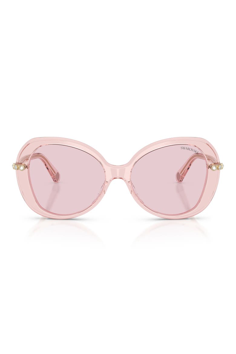 55mm Butterfly Sunglasses, Main, color, TRANSPARENT PINK / PHOTO PINK