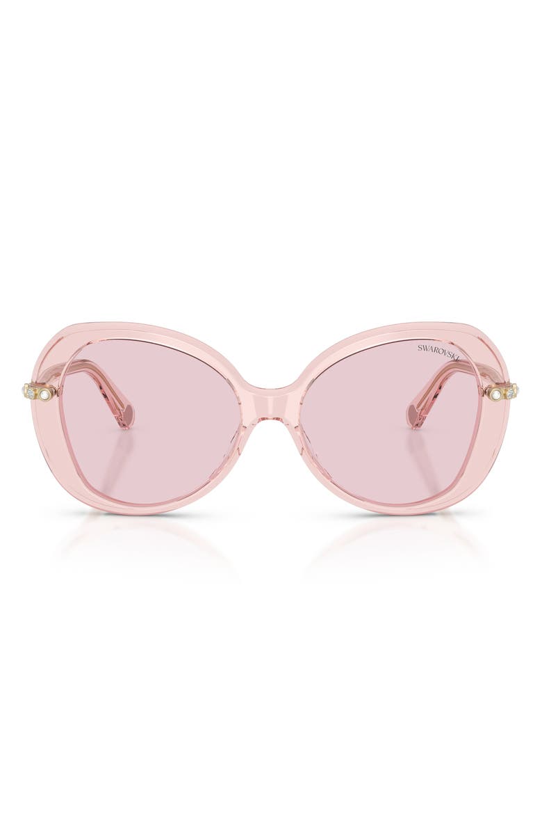 Swarovski 55mm Butterfly Sunglasses, Main, color, Transparent Pink / Photo Pink