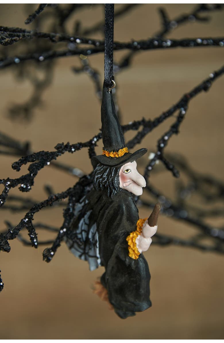 Gallerie II Flying Gerdy Witch Gathered Traditions Joe Spencer Halloween Ornament, Alternate, color, Black