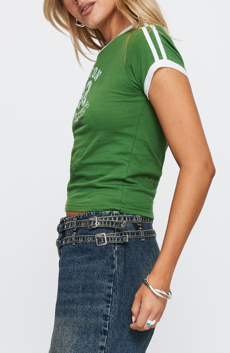 Princess Polly Boston Athletics Cotton Ringer T-Shirt, Alternate, color, Green