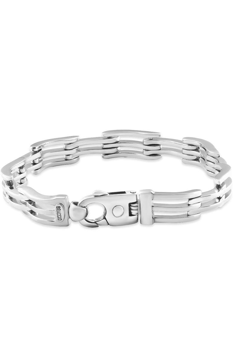 Bliss Diamond Men's 56 Gram Solid Silver Brracelet 8.5", Main, color, 