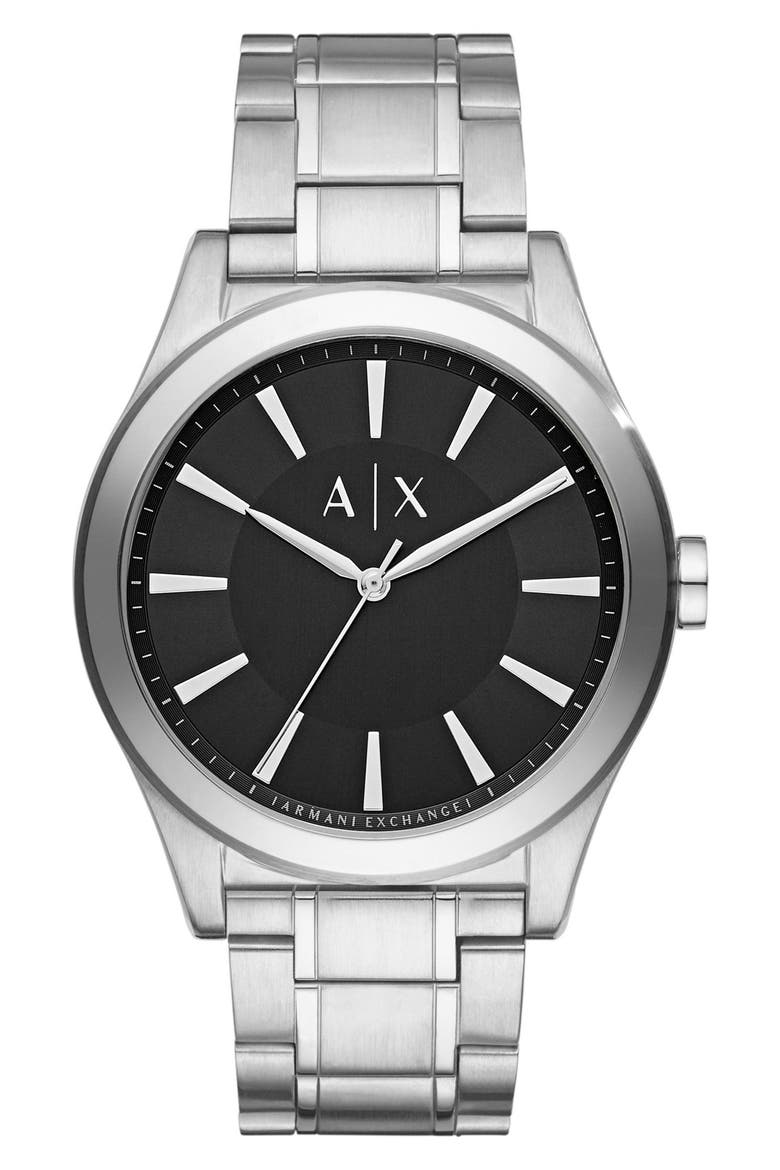 Men's Nico Stainless Steel Black Bracelet Watch, 44mm, Main, color, SILVER