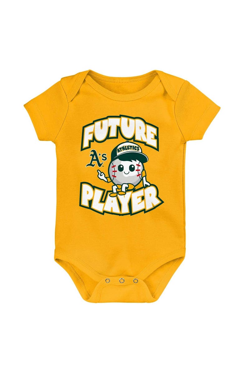 Outerstuff Infant Gold/Green/White Oakland Athletics Minor League Player Three-Pack Bodysuit Set, Alternate, color, Gold