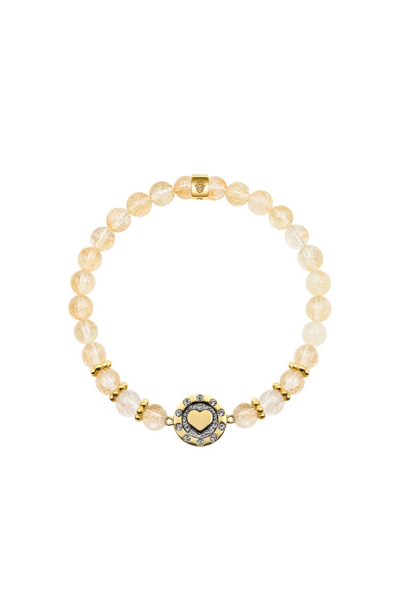 Karma and Luck Joyful Heart - Citrine Heart Charm Bracelet, Main, color, Yellow