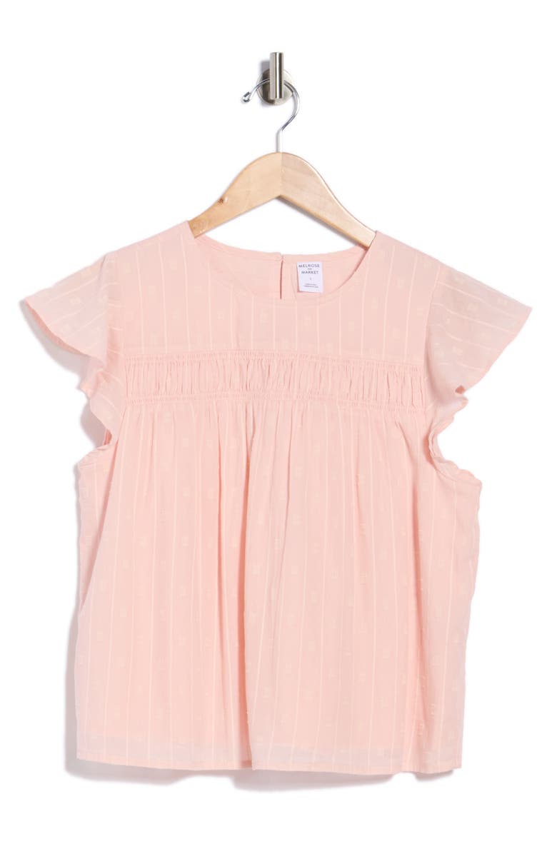 Melrose and Market Short Sleeve Dobby Woven Top, Main, color, 
