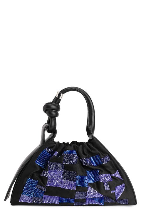 Tina Mini Ruched Wave Baguette Leather Bag