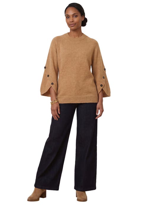 Button Cuff Bell Sleeve Sweater (plus)