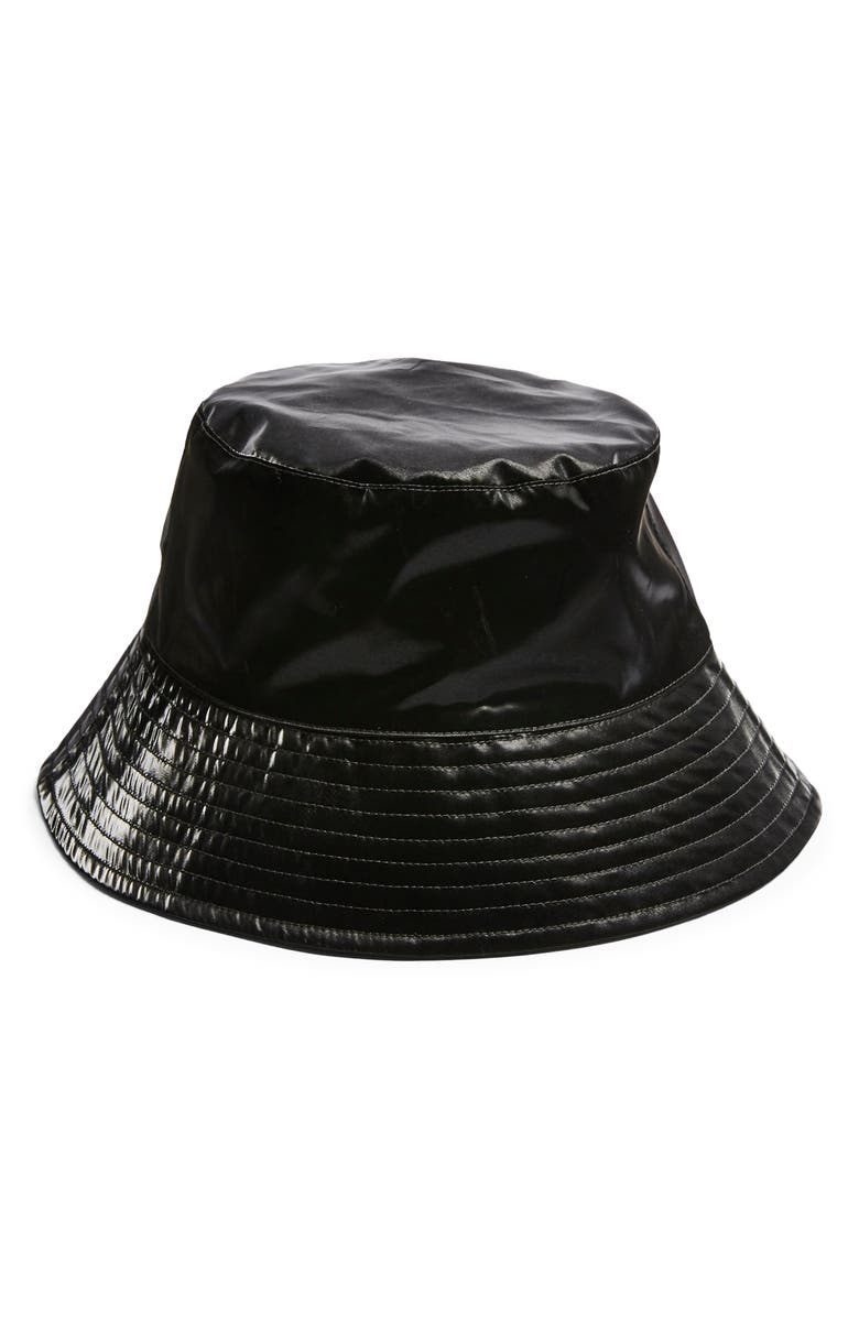 Topshop Vinyl Bucket Hat, Main, color, 