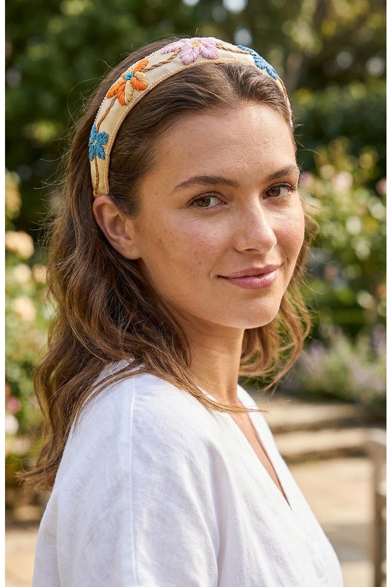 Palm Isle Floral Band, Alternate, color, Beige