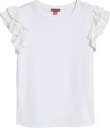 Vince Camuto Tiered Ruffle Sleeve Cotton Blend Top