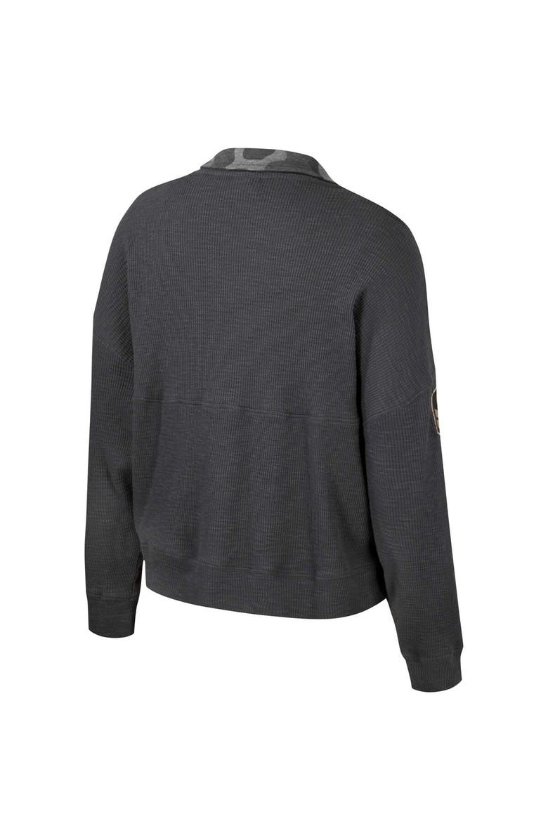 COLOSSEUM Women's Colosseum  Heather Charcoal Navy Midshipmen OHT Military Appreciation Payback Henley Thermal Sweatshirt, Alternate, color, Heather Charcoal