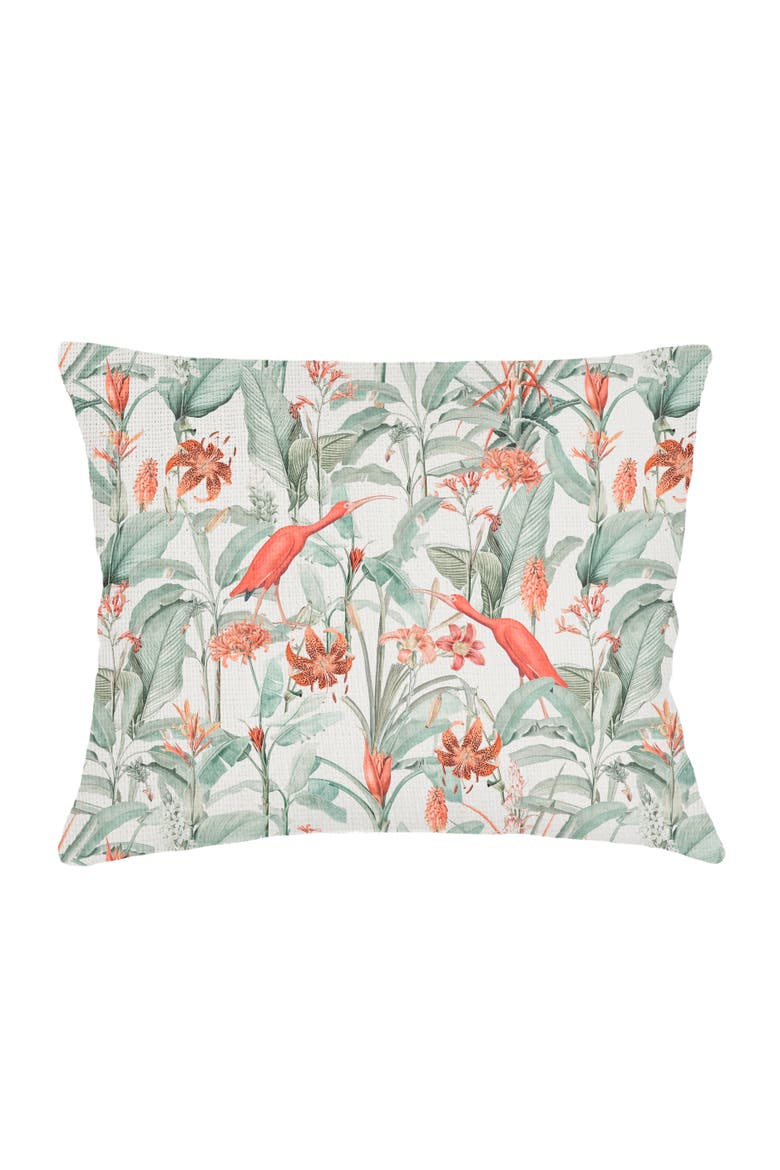 Feathered Tropics Linen Dutch Euro Pillow with Down Insert, Main, color, Green