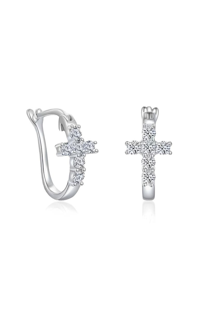 Donatello Gian Sterling Silver Crystal Cross Earrings, Main, color, Silver