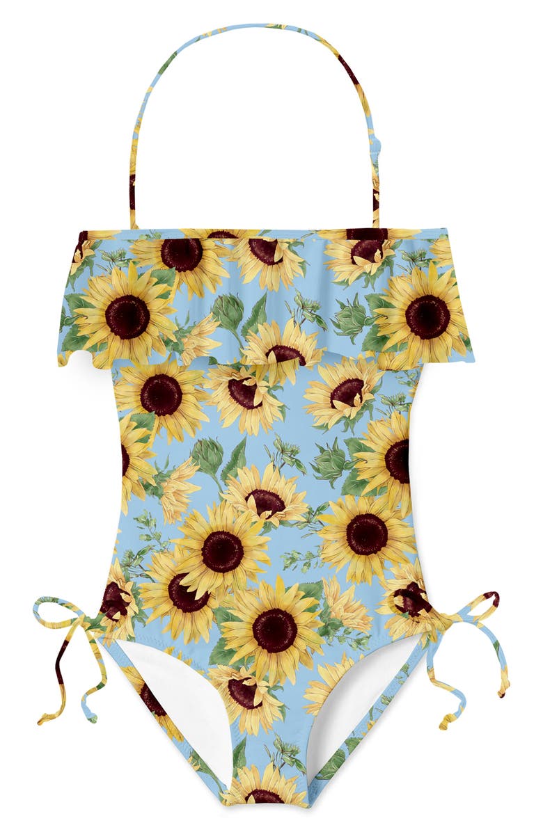 Stella Cove Kids' Sunflower Ruffle One-Piece Swimsuit, Main, color, 