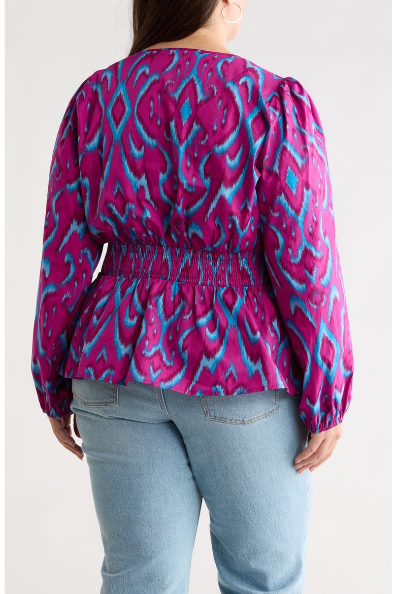 Ivani Mirana Smocked Waist Peplum Top, Alternate, color, MAGENTA-BLUE